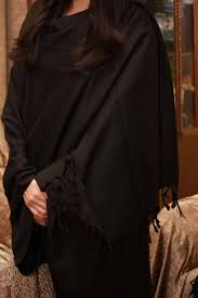 Plain Black Pashmina Shawl.